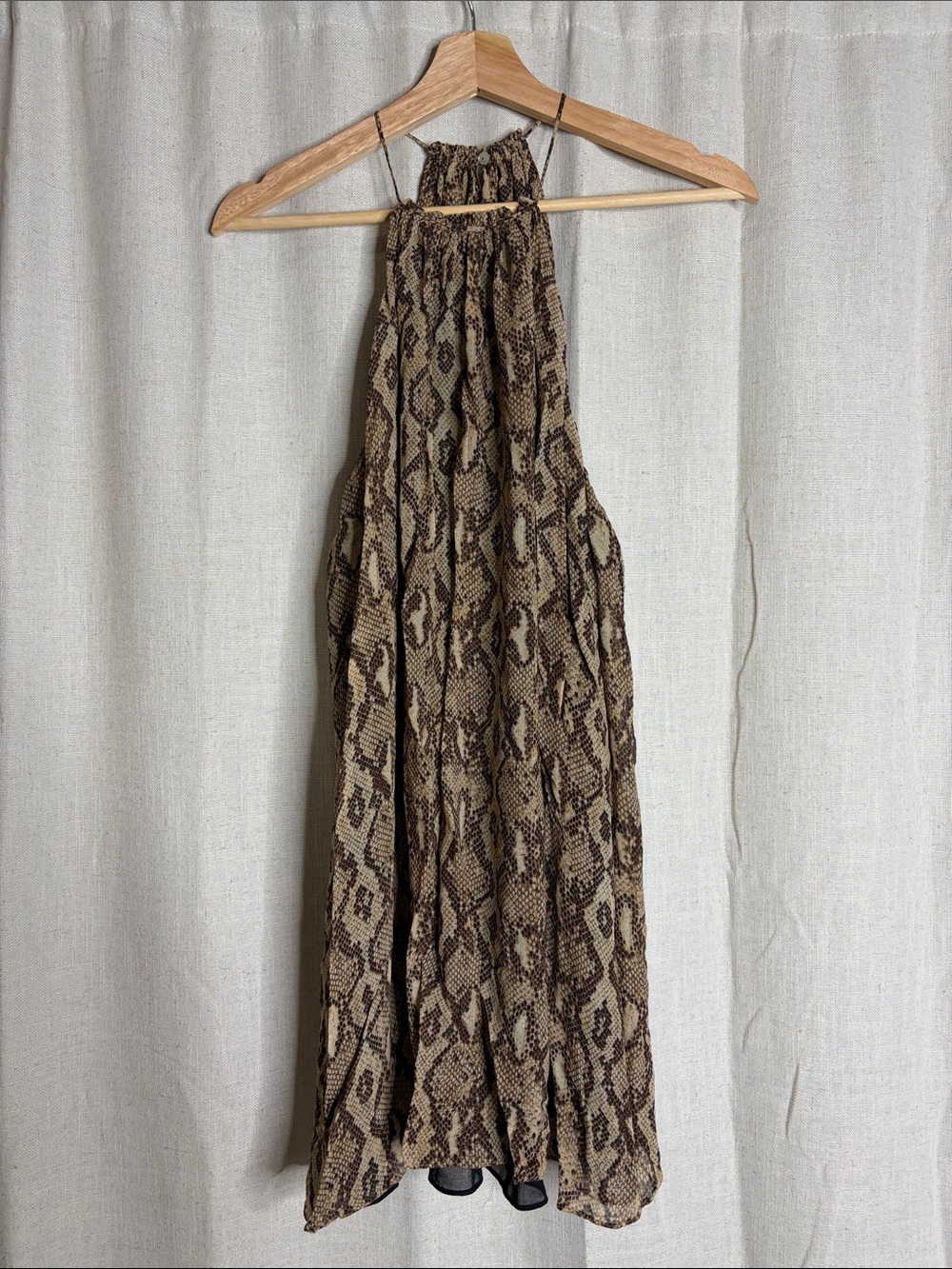 Zara Brown Snake-Print mini dress